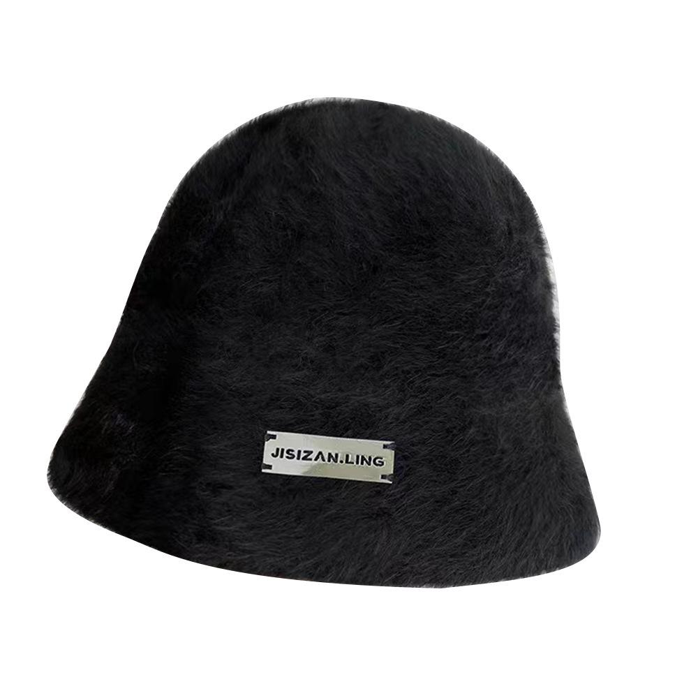 Rabbit fur hat women's winter versatile bucket hat shows a small washbasin hat thickened plush warm knitted cold hat
