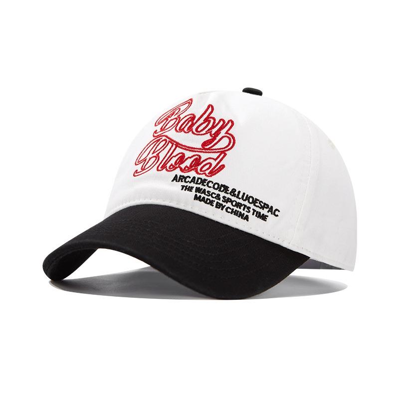 Big head circumference deep top baseball cap embroidery black and white splicing contrasting color showing face small cap men and women