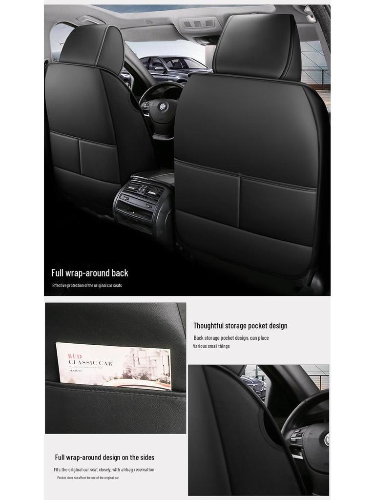 Universal Four-Season Car Seat Cushion Set – Five-Piece Linen & Ice Silk Full Coverage