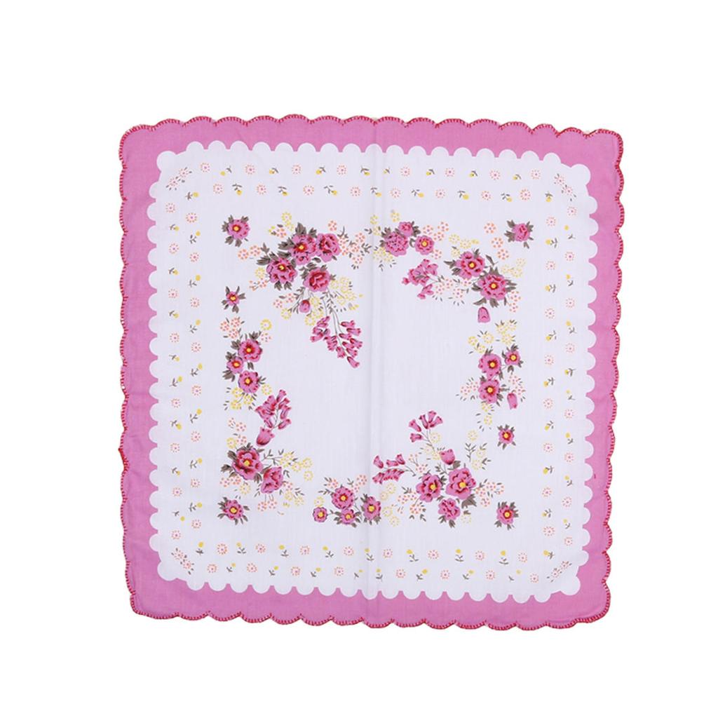 3ks Květinové kapesníkové ručníky 30*29cm Elegantní Vintage Klasické Bavlněné Hanky ​​Letní Přenosné Dámské Ručníky