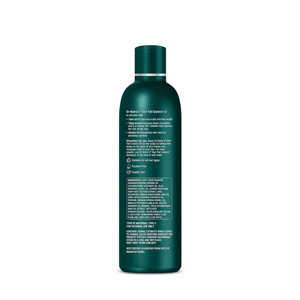 Dr Batra's Hair Fall Control Oil 200ml Pack of 1 for Healthier Scalp, Nourishment, Lightweight & Deep Cleansing