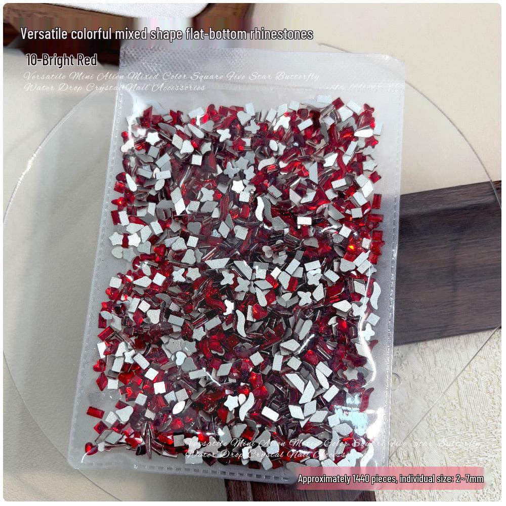 1440 Mini Flat-Back Rhinestones for Nail Art, Mixed Styles, Super Shiny Champagne Color, DIY Accessories