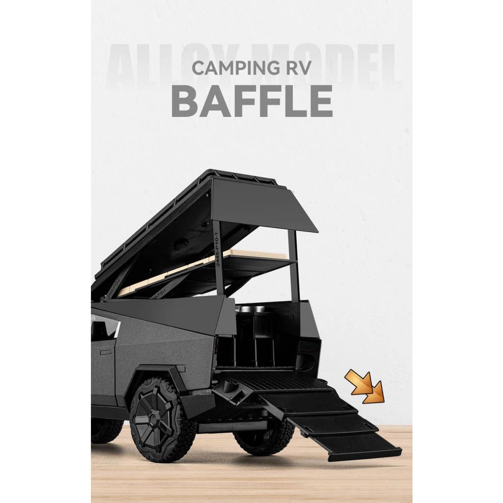 1/24 Tesla Cybertruck Camping Wohnmobil Legierung Diecast Spielzeugauto Modell Sound und Licht Kinderspielzeug Sammlerstücke Geburtstagsgeschenk