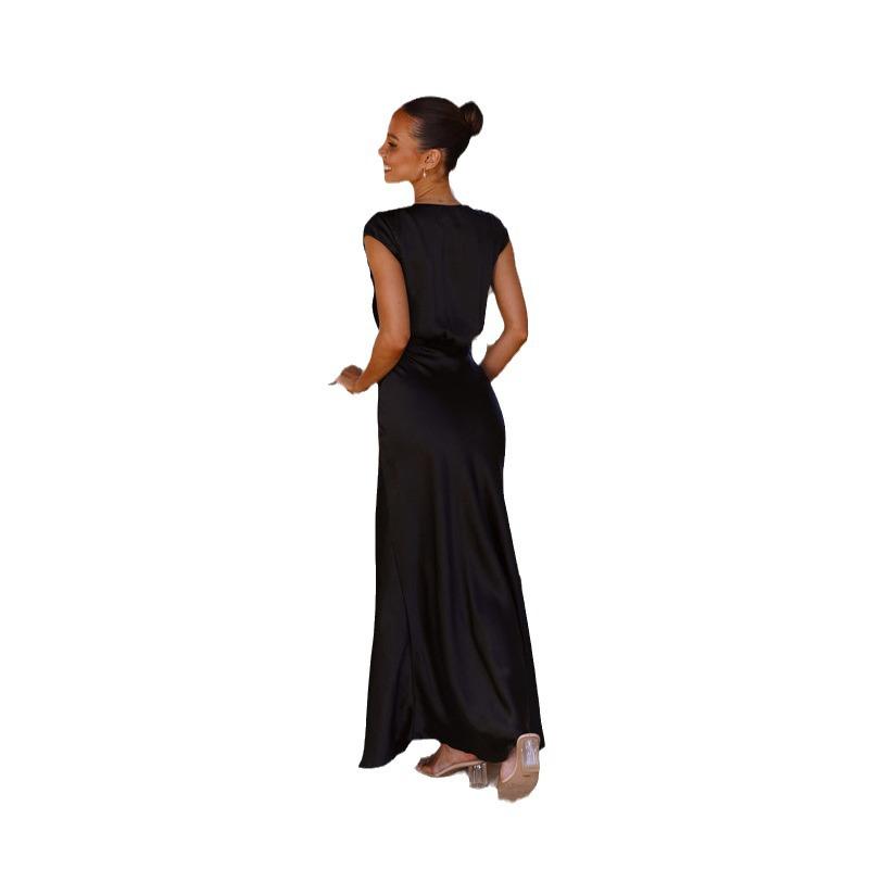 2024 Spring/Summer European & American Women's V-neck Satin Fishtail Evening Gown