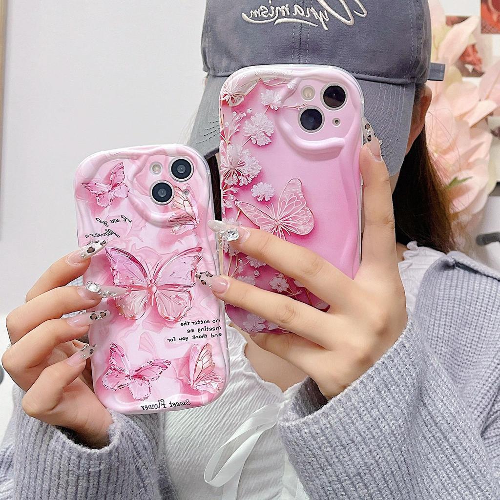 Silicone Case for Xiaomi Redmi Note 14 13 Samsung A56 A26 A36 Oppo A3 A5 Pro Tecno Spark 30C Funda Cartoon Butterfly Flowers Cover Soft TPU Bumper