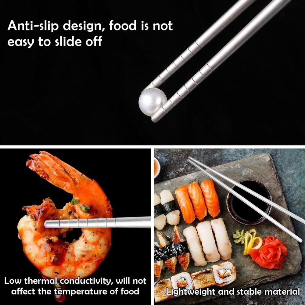 Lightweight Chopsticks Stainless Steel Chopsticks Reusable Easy To Use Nonslip Dishwasher Safe for Home Kitchen Hotel Restaurant