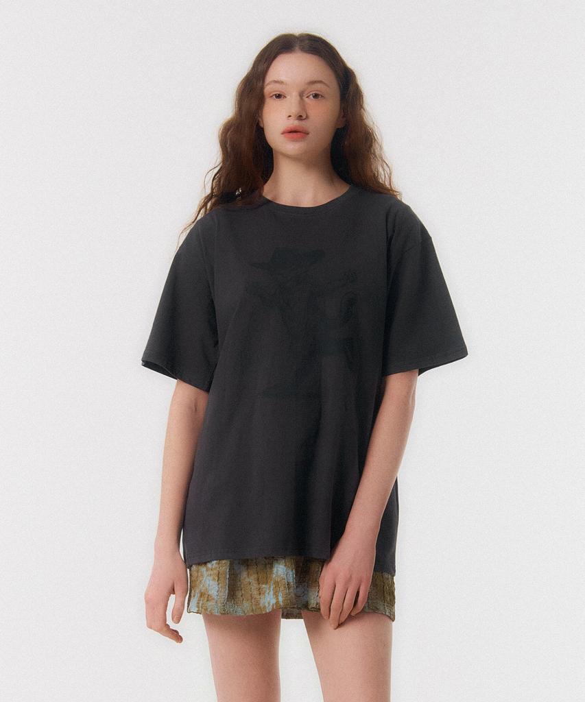 Kkuape King Cat Vintage T-Shirt_Charcoal