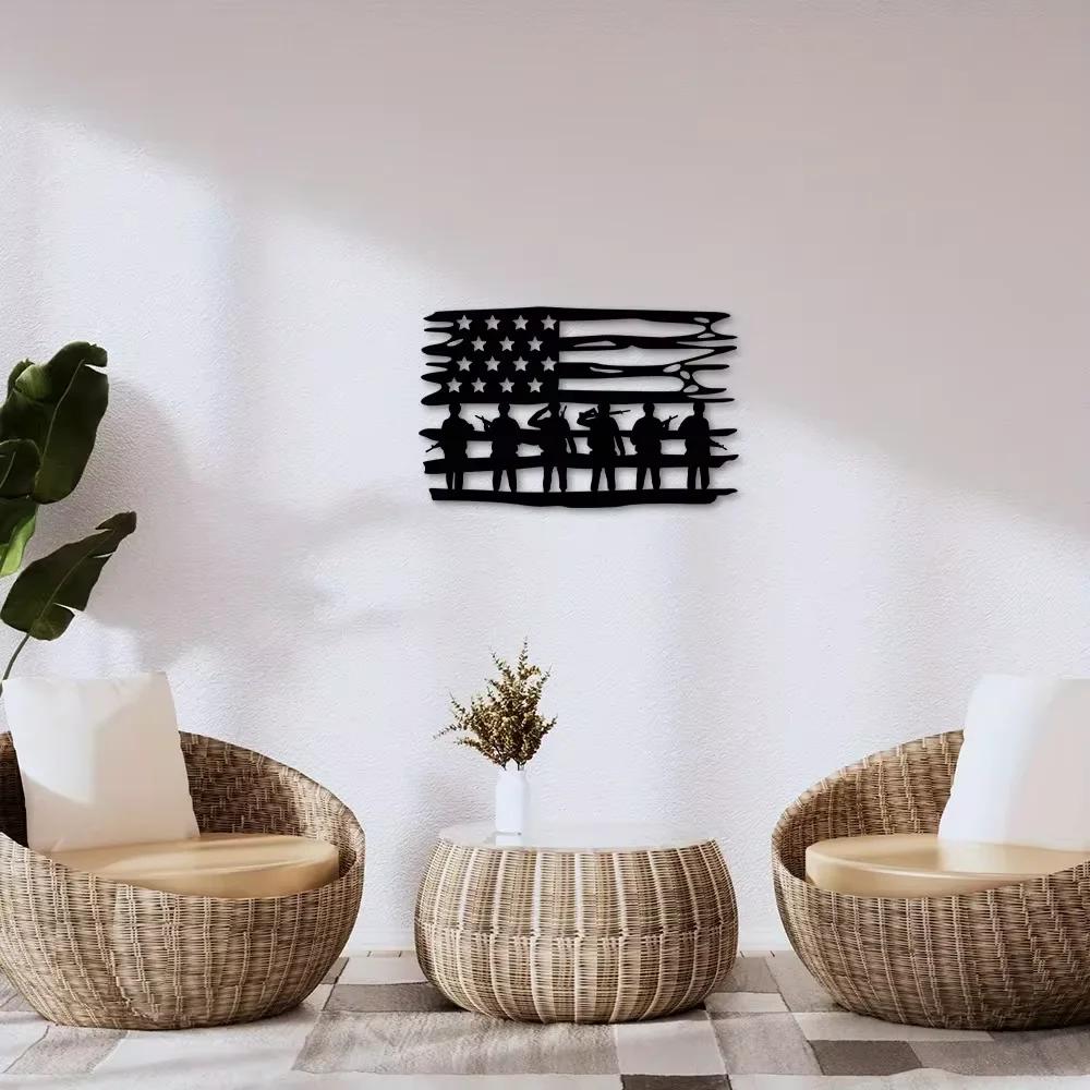 Custom American Patriot Sign Personalized Wall Art for July 4th Charming Patriot Soldier Metal Sign Independence Day Delight.