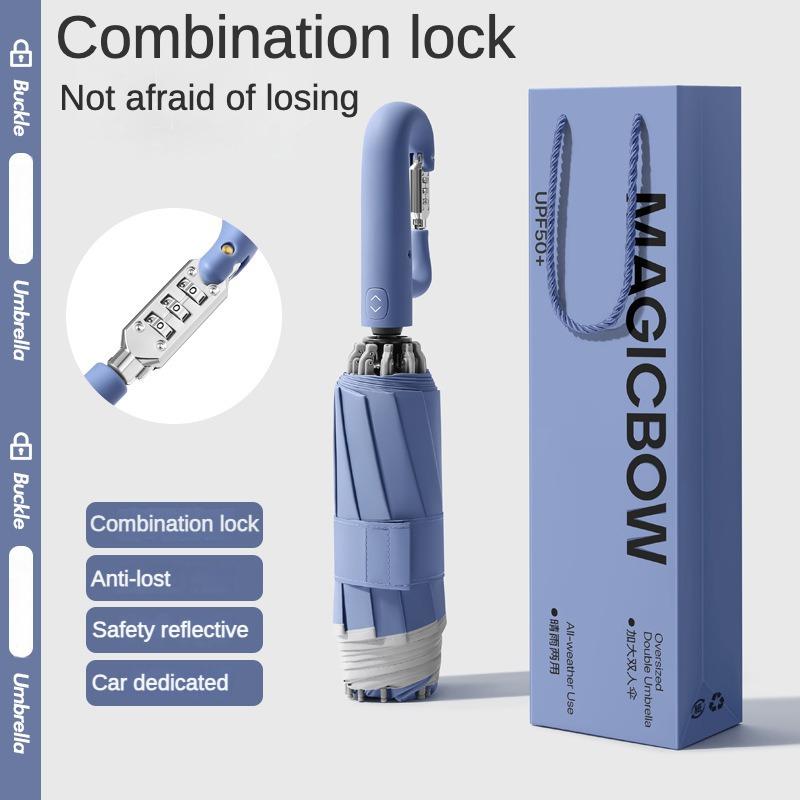 Fully Automatic Folding Password Lock Buckle Umbrella, Windproof, Enlarged Thick,Car Reverse Wind Resistant Umbrella Men Women
