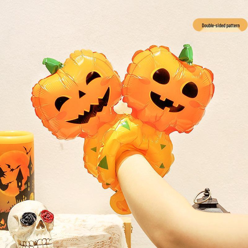 Halloween Pumpkin Lantern Balloons with Handheld Sticks for Party and Kindergarten Decorations