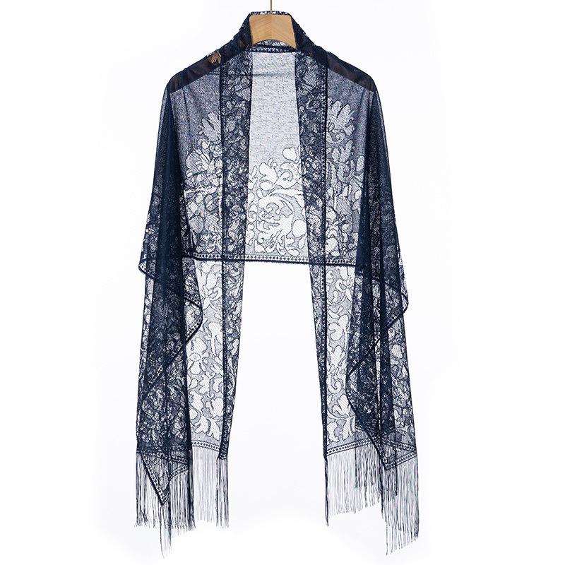 

Женская кружевная шаль: Универсальная весенне-осенняя верхняя одежда с кисточками, идеально подходящая в качестве летнего шелкового жаккардового шарфа или дополнения к платью ципао.