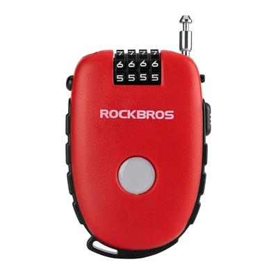 Bicycle Lock with Retractable Cable and Combination Lock, Red