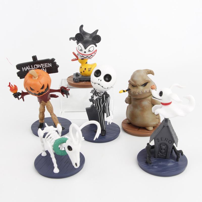 

6Pcs/Set Anime Figure The Nightmare Before Christmas Jack Skellington Doll Action Figure Model Toys Gift