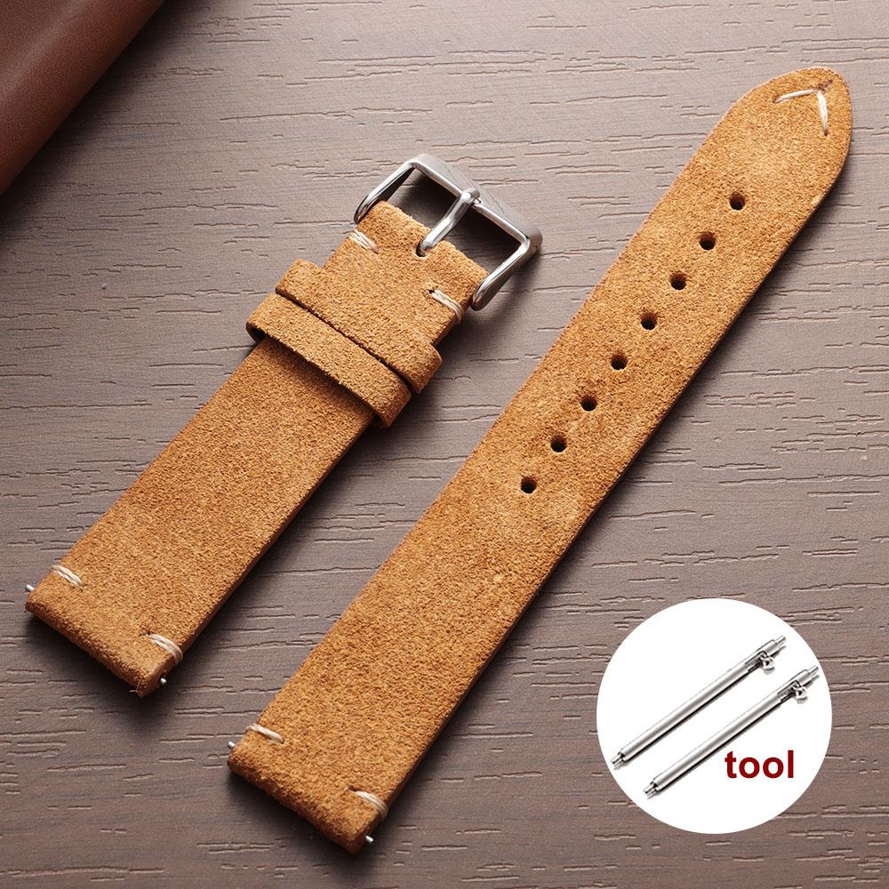 Vintage Soft Suede Leather Straps 14/16/18/20/22mm Watch Band for Omega Quick Release Calfskin Bracelet Men & Women Accessories