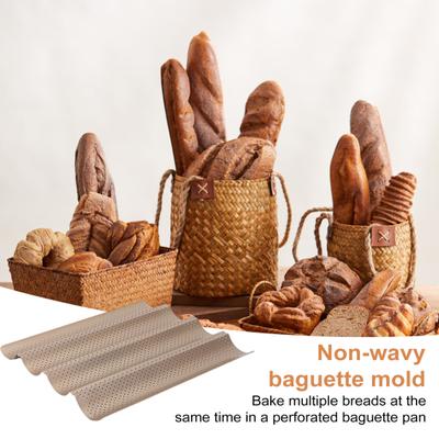 Baguette Bread Pan Non-Stick Wavy Baguette Mold Perforated Baguette Baking Tray for Sourdough Italian Bread
