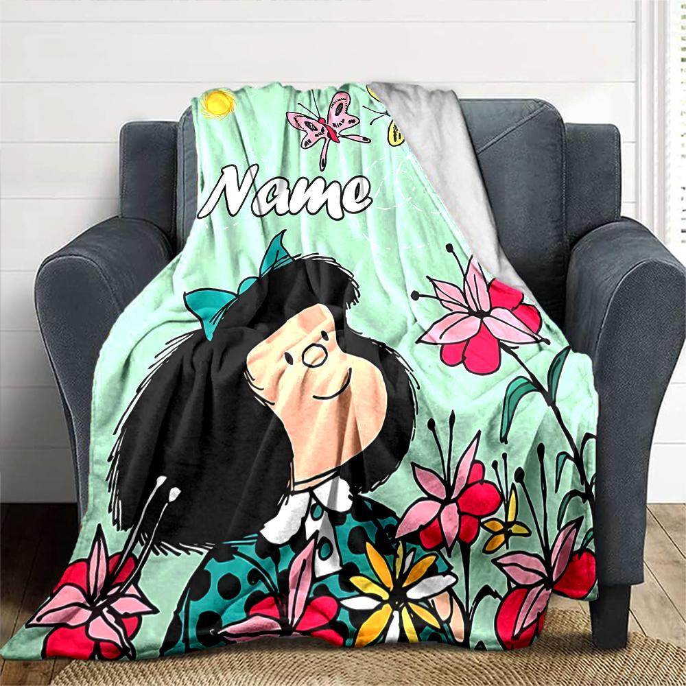 Customiz Name Personality Mafalda Blanket Soft &Warm Sofa Office Bed Travel Lunch Break Blanket, Gift Suitable All Seasons