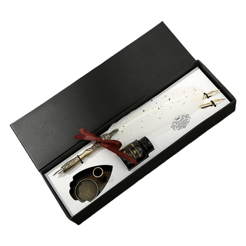 Vintage Signature Pen Calligraphy Pen for Writing, Delicate Gift Fancy Pen Feather Calligraphy Pen Set Luxury Quills Pen