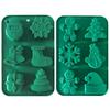 Christmas Silicone Cake Mold Set Xmas Tree Snowman Santa Claus Bells Snowflake Gingerbread Man Baking Mold DIY Baking Tool Kit
