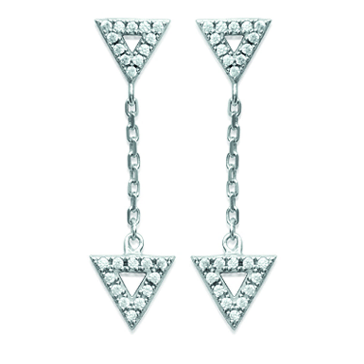 

Les Trésors De Lily [N0038] - Boucles Argent Triangle blanc argenté (rhodié) - 28x7 mm