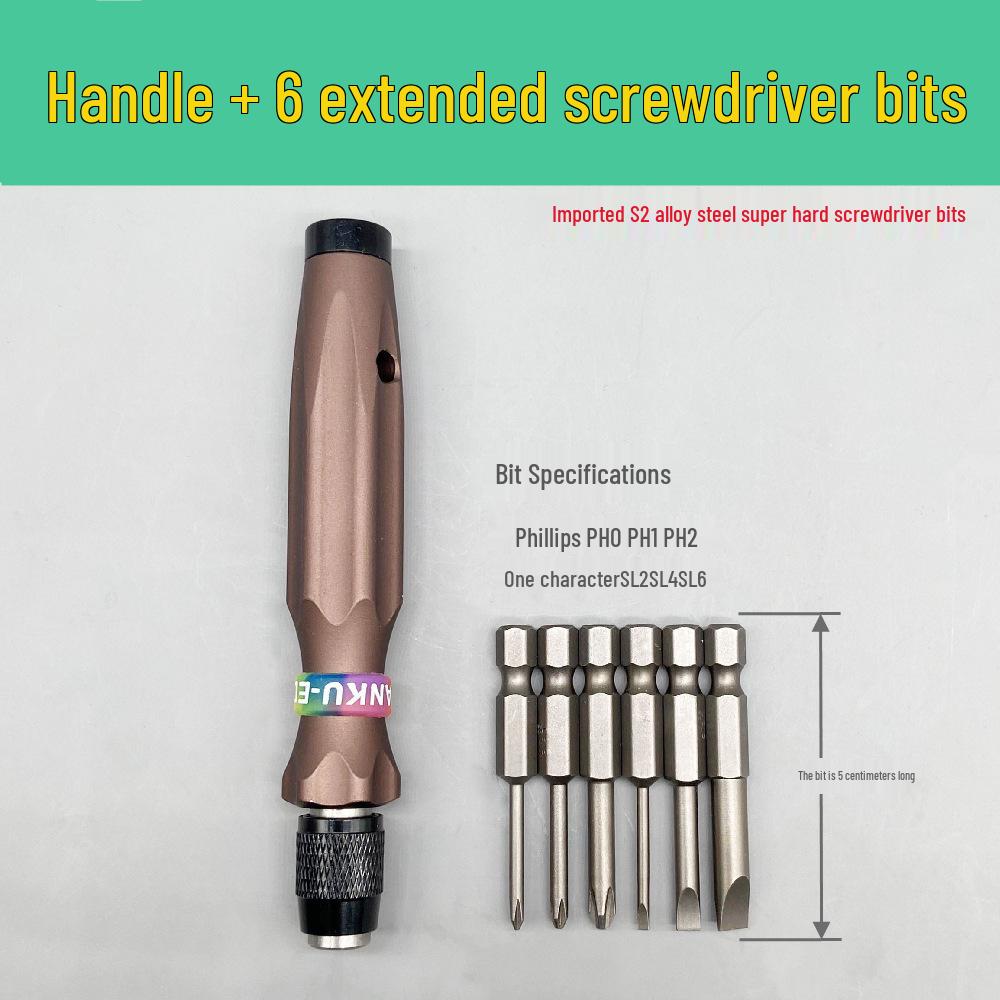 All-Aluminum 6.35mm Magnetic Self-Locking Multi-Purpose Screwdriver Handle