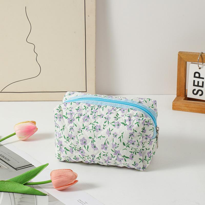 1PC Portable Small Flower Printed Storage Bag Travel Makeup Case Women Toiletry Bag For Girls Traveling