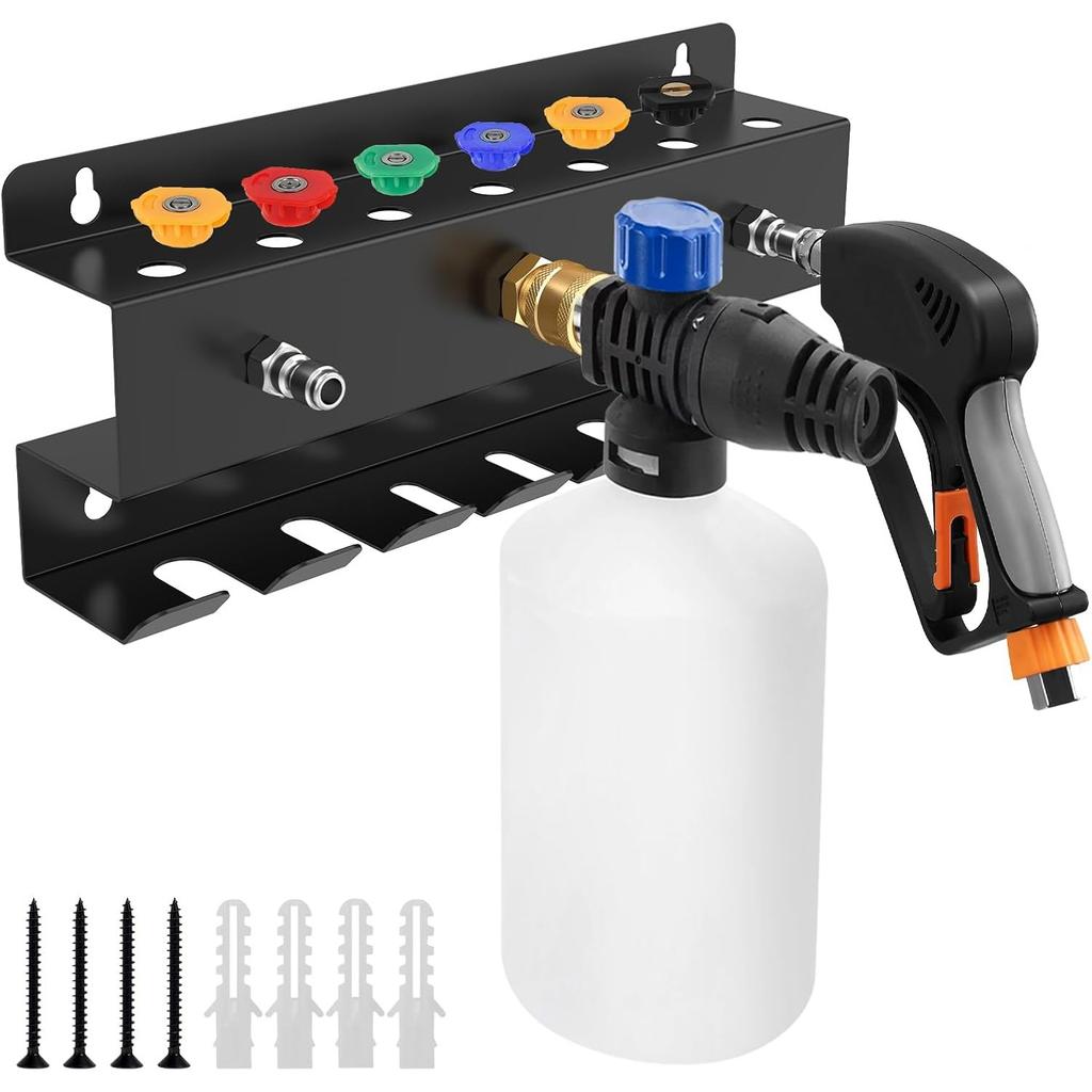 Pressure Washer Gun Holder Wall Mount Foam Cannon Holder 28.5 x 12 x 5 cm Car Wash Accessories Organizer for Wand Nozzle Tip