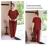 Plus Size Summer Two-Piece Set for Mothers - Loose, Short Sleeve, National Style Fashion for Middle-Aged & Elderly Women