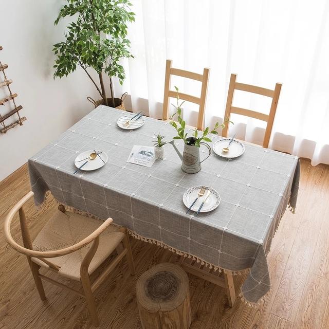 

Клетчатая декоративная льняная современная скатерть с кисточками водонепроницаемая маслостойкая прямоугольная скатерть для домашнего обеденного чайного столика 60X60cm