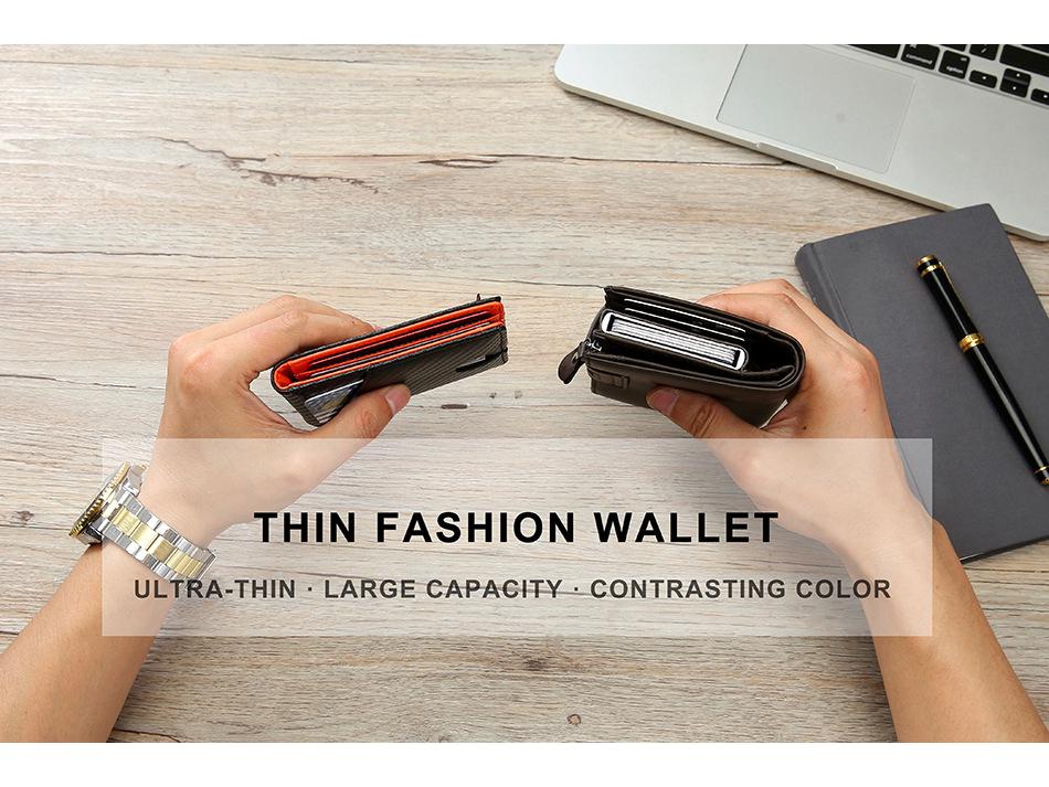Carbon Fiber Microfiber Leather Money Clip Wallet for Men