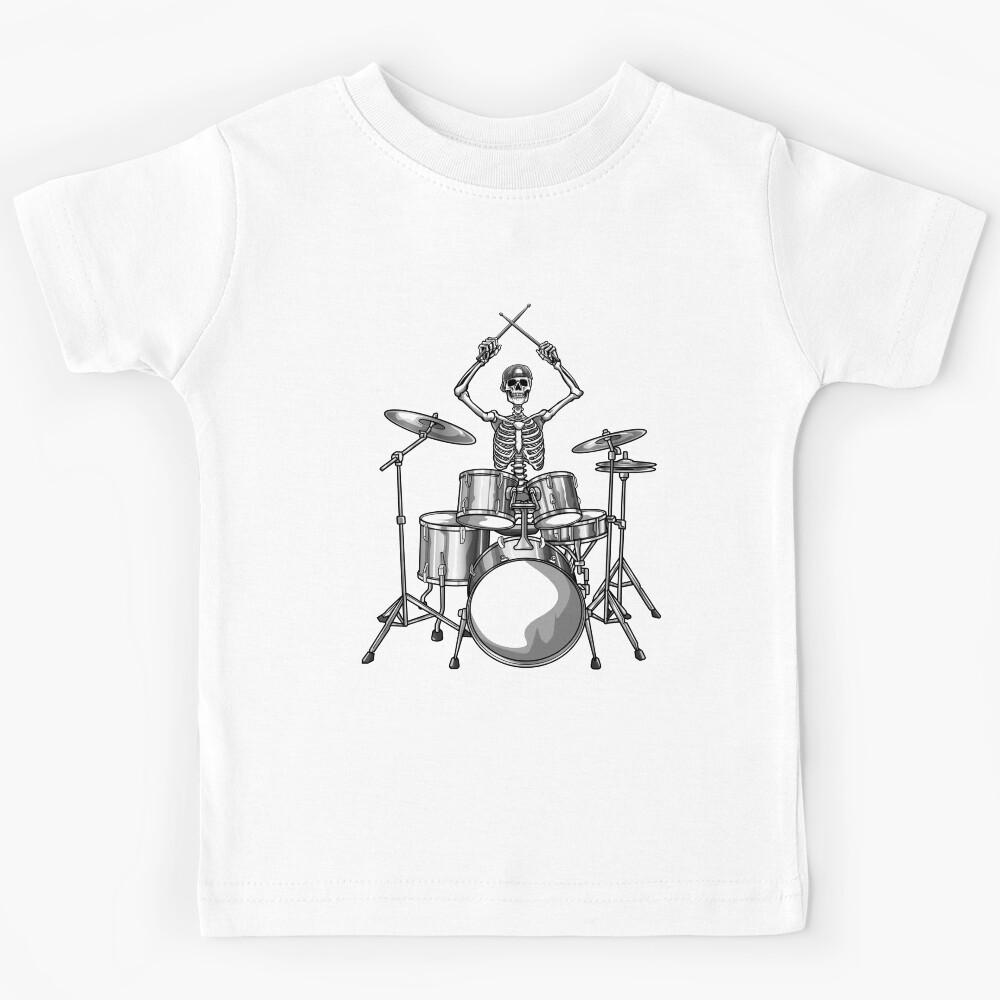 Drummer Skeleton Drumming Kids T-Shirt 150
