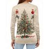 Women's Fashion Casual Christmas Printed Round Neck Long Sleeve Pullover Top