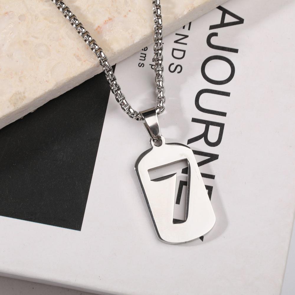 Elegant Niche Design Lucky Number 7 Pendant Titanium Steel Necklace for Women