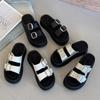 Platform Slippers Women's Summer Wear New Belt Buckle Open-toed Casual Beach Shoes Muffin Bottom One-word Sandals