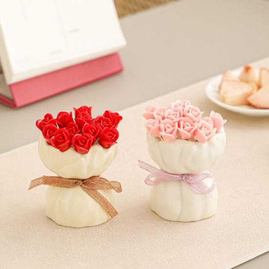 Rose Ceramic Fruit Fork Set with Storage Jar Creative Dessert Picks Practical Fruit Serving Utensils for Appetizers Cheese Snacks