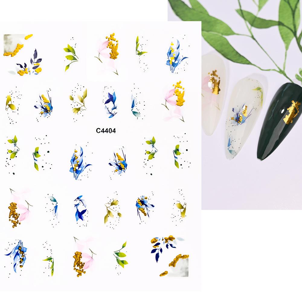 Bronzing Painted Nail Art Sticker 3D Adhesive Self-Adhesive Waterproof Nail Sticker Abstract Butterfly Line Gold Nail Sticker