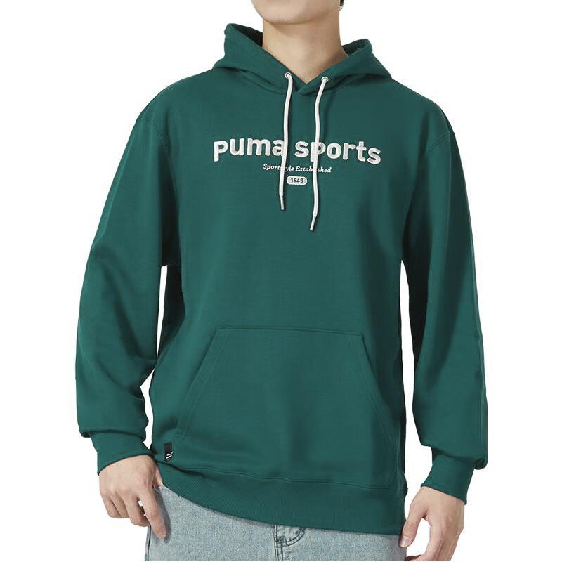 Puma Letter Print Hooded Sweatshirt Men Sweatshirts Green 623442-43