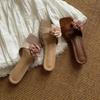 2025 new French beautiful fairy style square head flower word with slope heel sandals girl summer with skirt slippers