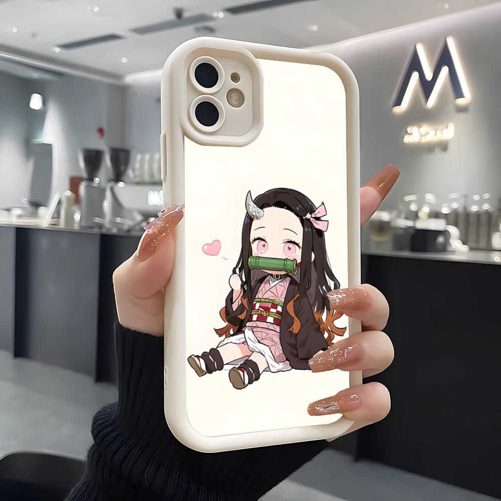 A-Demon S-Slayer NezukoES KamadoS Phone Case For IPhone Air 17 Pro Max 16 E 15 14 Pro Max 13 12 11 Mini Plus Soft Silicone White