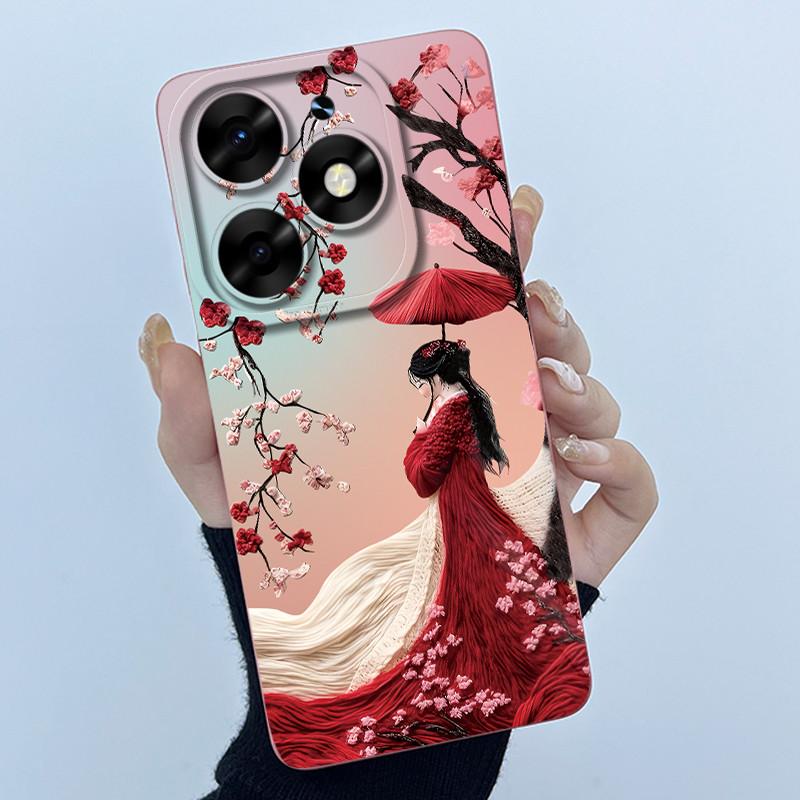 For itel S23 Plus Phone Case S681LN Cover Fashion Simplicity Oil Painting Floral Soft Liquid Silicone Shell For itel S23+ Fundas