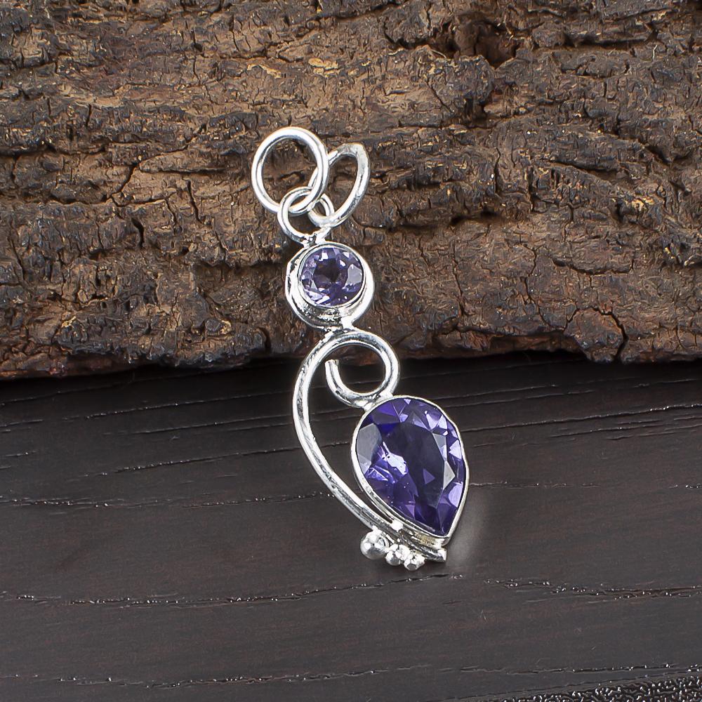 

Кулон с иолитом, ювелирные изделия из драгоценных камней, кулон из стерлингового серебра 925 пробы, украшения ручной работы, кулон с камнем месяца рождения, подарок для нее 1.47 Inches фиолетовый