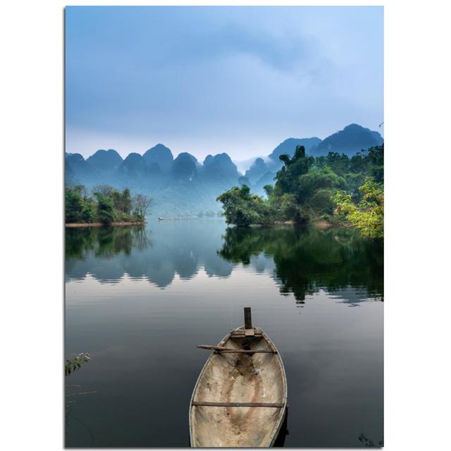 

Холст с видом на озеро, природный пейзаж, горные лодки, плакаты и принты, настенное искусство для гостиной, спальни, домашний декор, плакат без рамки 21*30cm