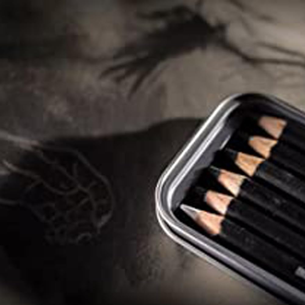 Derwent Charcoal Set of Metal 0700838 Pencils, 6, Case,