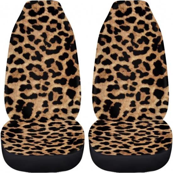 Cheetah Print Car Seat Covers for Front Seats,Leopard Print Two Seat Covers for Cars Neoprene Front Seat Cover Set Interior Covers for Auto Truck Van