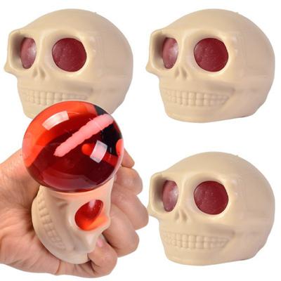 Legrační Halloweenská hračka Flexibilní TPR Rychlé zotavení Mačkání míčku Hrůza Lebka Panenka Vent Míčová hračka Hračka na úlevu od stresu Hračka s bonbónem Náplň do sáčku Party Favor