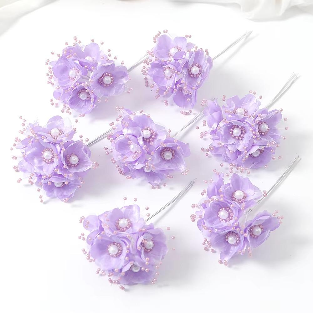 

12CM Pearl Artificial Flowers Bouquet Plastic with Pearls Bridal Headpiece Flowers Handmade Craft Corsage Accessories
