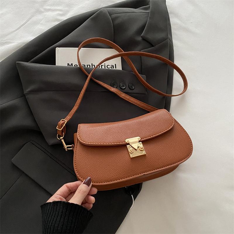 

2025 осень новая мода нишевый дизайн женская сумка через плечо зарубежная универсальная ретро сумка-мессенджер маленькая квадратная сумка коричневый