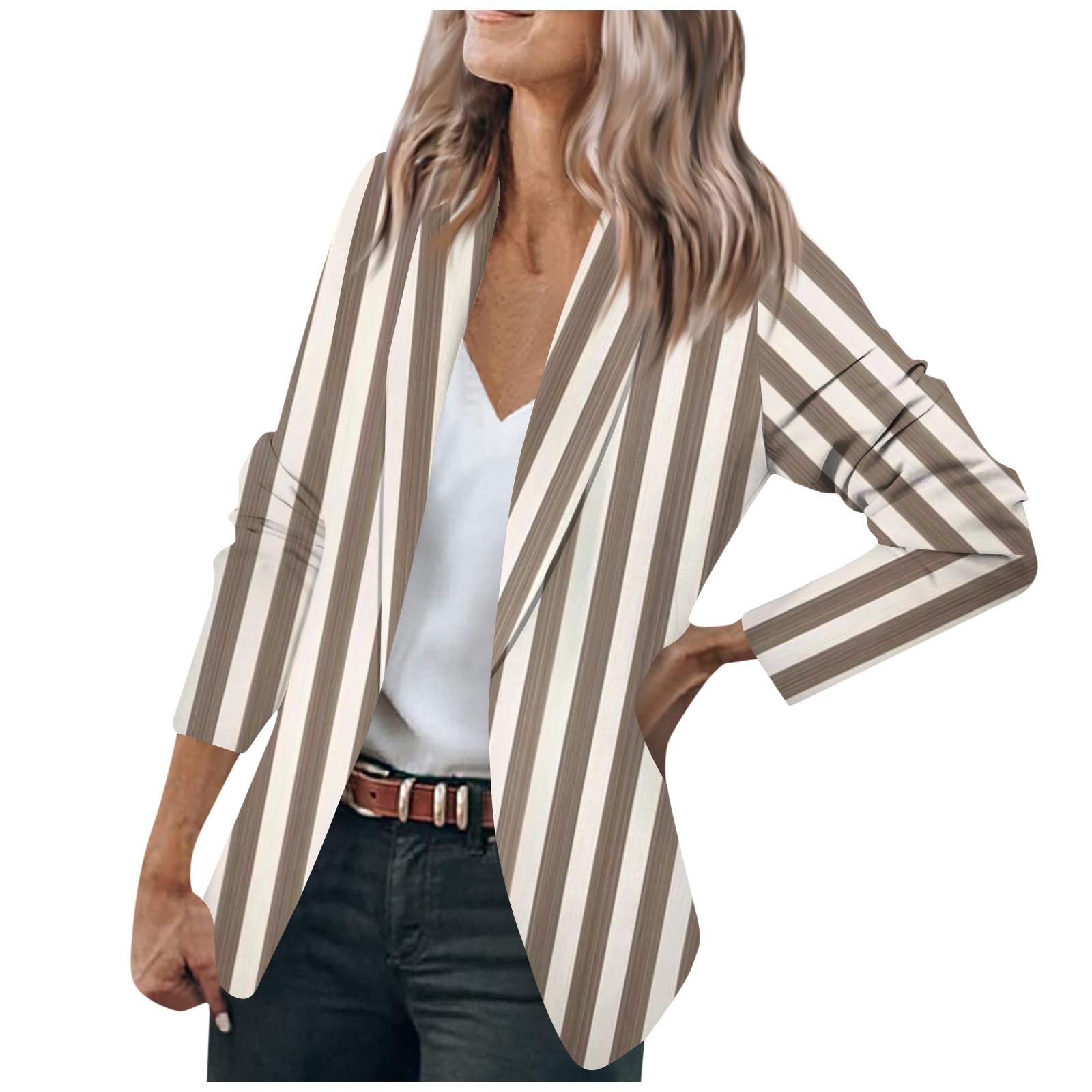 

Женская куртка с длинным рукавом, кардиган с воротником в полоску и одной пуговицей, топ для бизнеса и отдыха XXXXXL