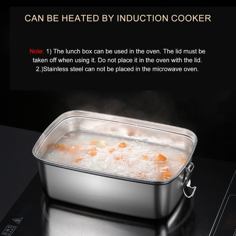 Stainless Steel Lunch Box Double Layer Bentos Box with Compartments Leak Proof Food Container for Adults and Kids