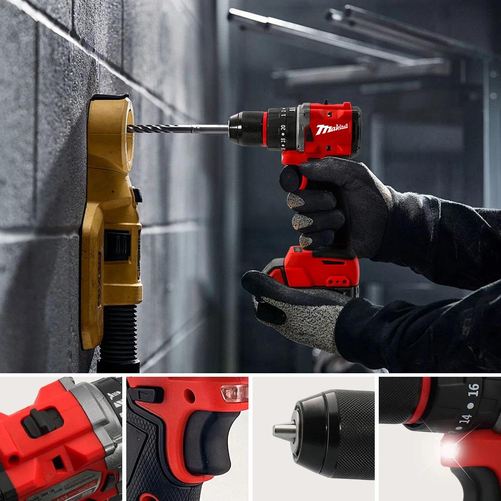 Small Electric Drill 150N.m Brushless Cordless Impact Drill of Decoration Team Uses 18V Milwaukee Battery PIN Power Tool