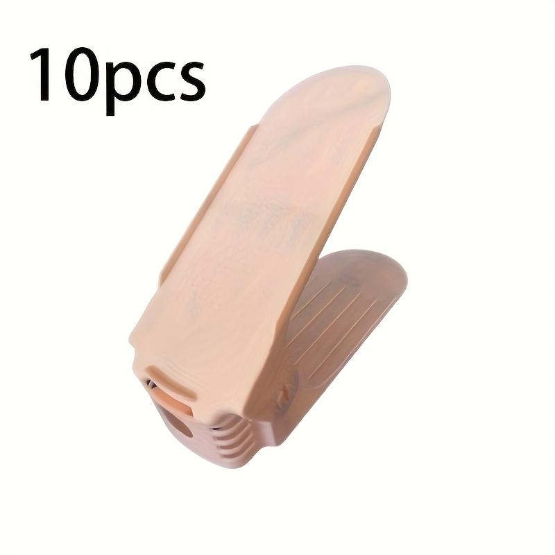 10pcs Adjustable Plastic Shoe Rack Space Saving Organizer for Foyer, Hallway, Living Room Easy Assembly, Fade-Resistant, White with Blue Accents